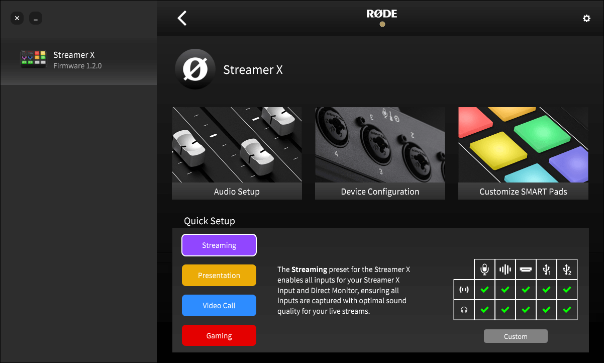 Streamer X connected to the RØDECaster App
